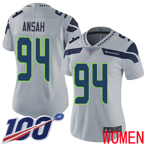 Seattle Seahawks Limited Grey Women Ezekiel Ansah Alternate Jersey NFL Football #94 100th Season Vapor Untouchable->seattle seahawks->NFL Jersey